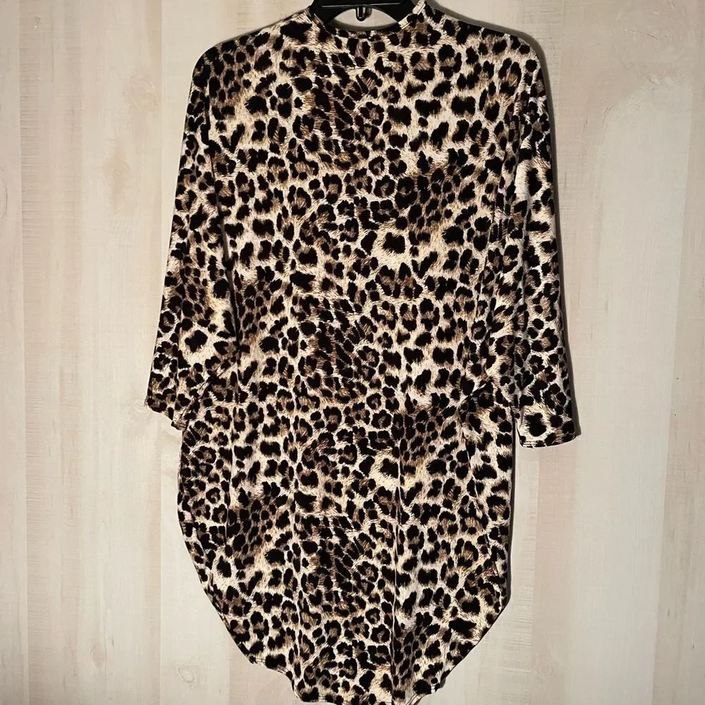 NWOT leopard print short kimono‎ style jacket, size small